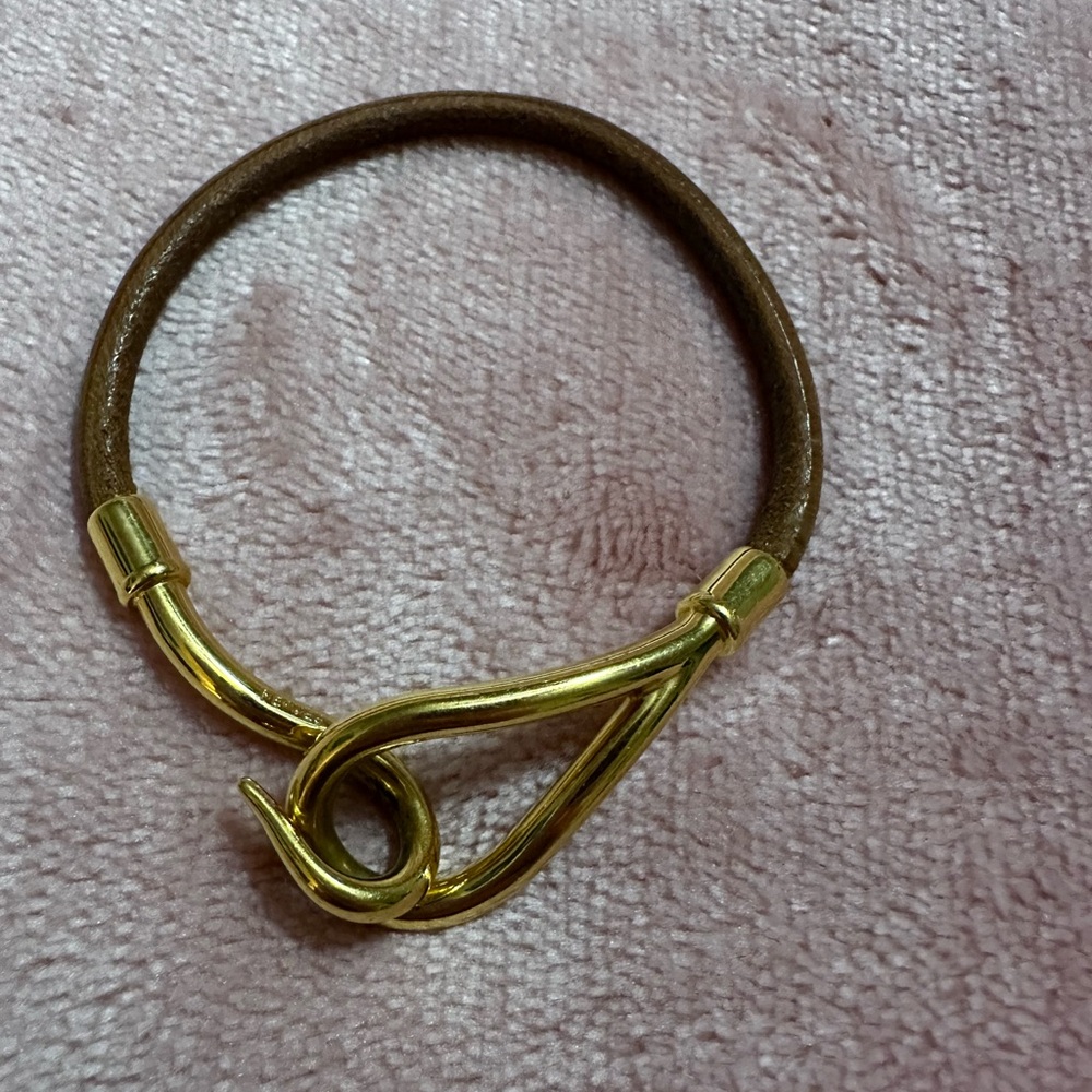 Hermes Brown and Goldtone Hook Bracelet (pre-loved)